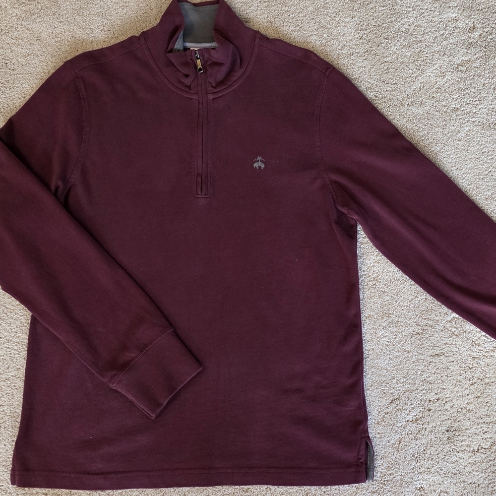 Brooks Brothers Maroon Zip-Up Sweater, Mens M